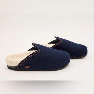Commbi The Woolie Burro mules in navy with shearling lining size 12